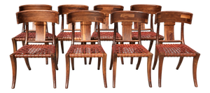 Stunning Set Walnut Klismos Dining Chairs Set of 8