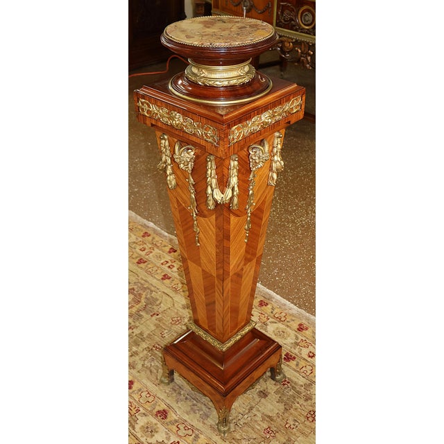 Early 20th Century Bronze Mounted French Louis XV Style Kingwood Column Pedestal For Sale In New York - Image 6 of 11