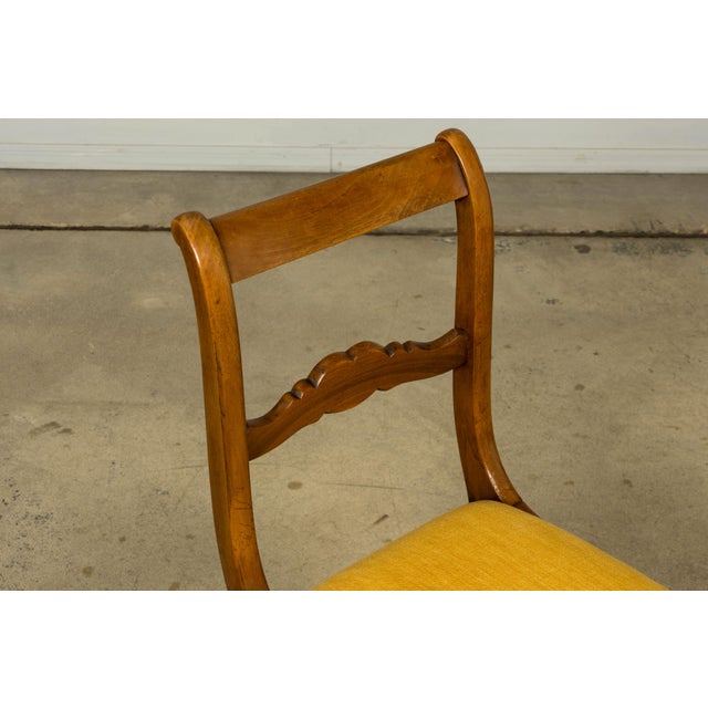 Set of 10 Mid-19th C. French Louis Philippe Walnut Dining Chairs in Yellow Linen For Sale - Image 14 of 18