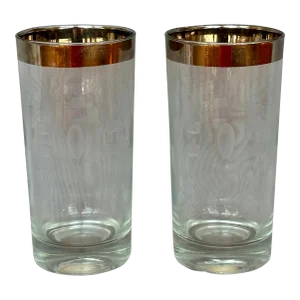 Mid Century Modern Highball Cocktail Glasses Set of 2
