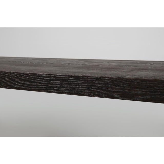 Large Vintage Dinner Table in Blackened Oak, Belgium, 1980s For Sale - Image 9 of 11