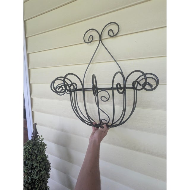 Vintage Wrought Iron Scrolled Wall Pocket Planter For Sale - Image 16 of 17