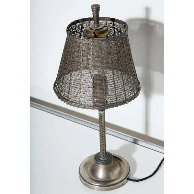 John Vassos for Wirecraft Nickel & Woven Wire Table Lamp For Sale - Image 9 of 10