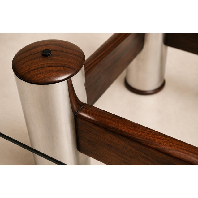 Sergio Rodrigues Brazilian Modern “Amelia” Coffee Table in Rosewood & Chrome-Plated Metal by Sergio Rodrigues, Brazil, 1965 For Sale - Image 4 of 17