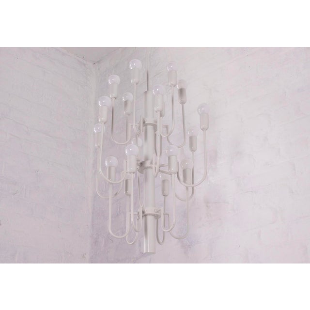 1970s Large White Candlestick Chandelier, 1970 For Sale - Image 5 of 6