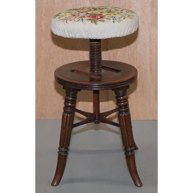 Antique Height Adjustable Piano Stool from Gillows of Lancaster For Sale - Image 12 of 18