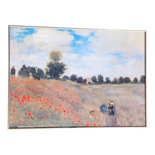 Vintage 1989 Claude Monet “Poppy Field” Musée D’Orsay Exhibition Poster – Framed For Sale