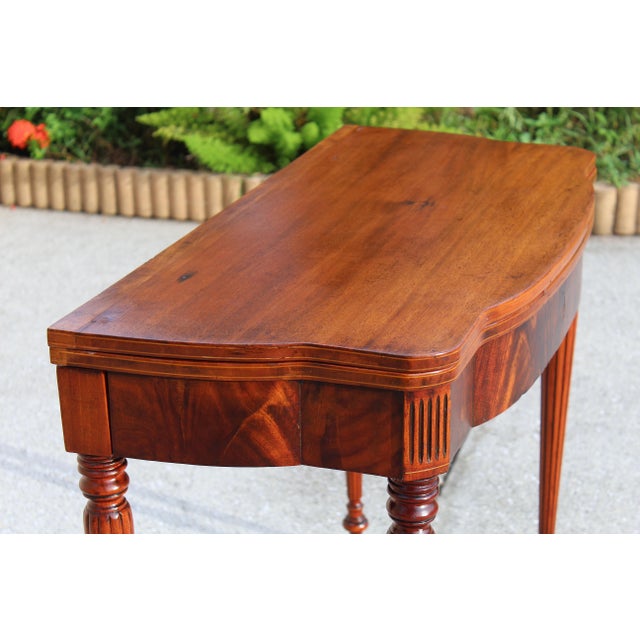 Antique Early 20th-Century Flame Mahogany Gateleg Game Table or Desk For Sale - Image 15 of 18