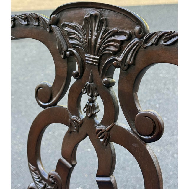 Ethan Allen Newport Collection Carved Chippendale Dining Chairs - A Pair For Sale - Image 9 of 12