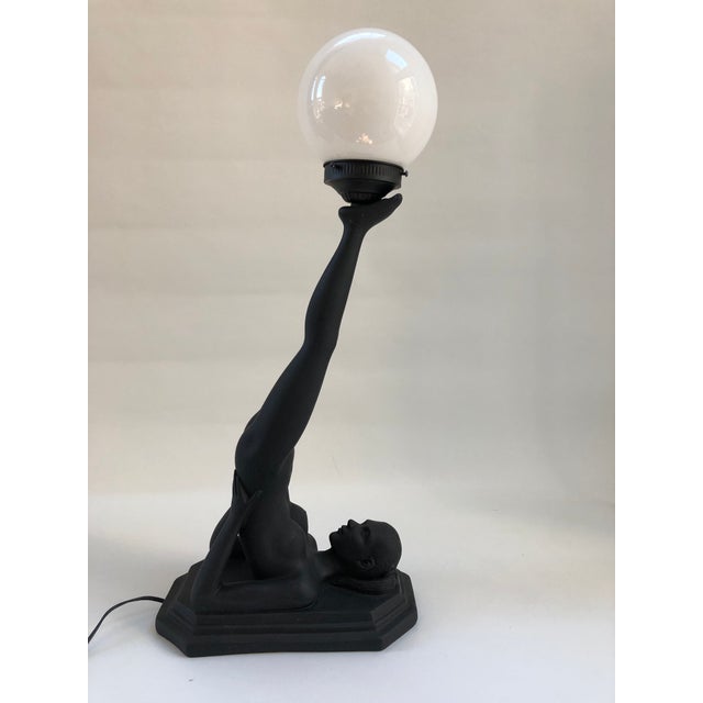 Vintage Art Deco Female Figure Black & White Table Lamp Chairish