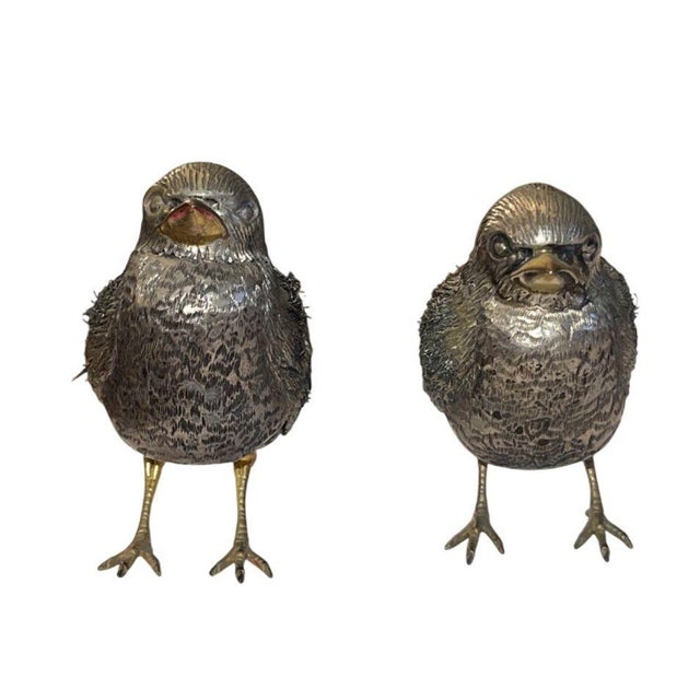 Italian Mid 20th Century Pair of Buccellati Sterling Silver Sparrow Figures For Sale - Image 3 of 8