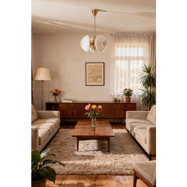 Mid-Century Chandelier in Brass and Glass from Kamenický Šenov, Czech, 1960s For Sale - Image 11 of 12