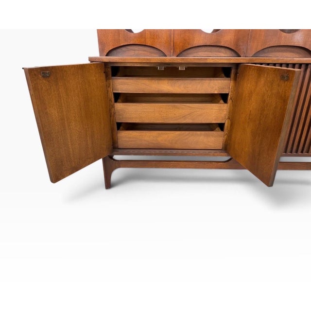 Wood Mid-Century Modern Broyhill Brasilia 2-Piece Walnut Room Divider - Refinished! For Sale - Image 7 of 9