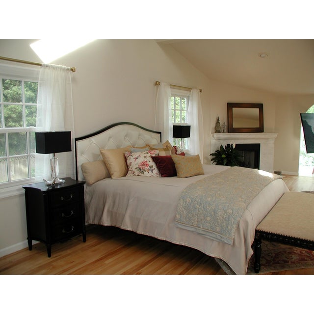 Contemporary Coverlet, Aqua Cal King With Swirled Dusty Gold Embroidery For Sale - Image 3 of 4