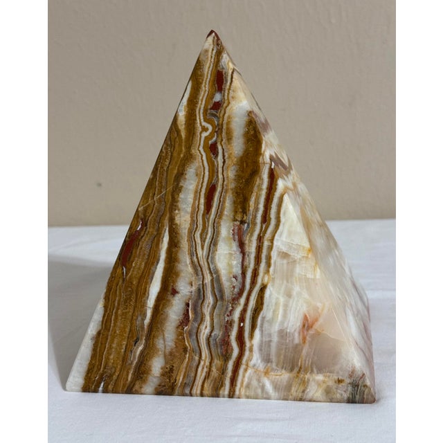 Large 7” banded calcite stone pyramid display object for home decor & feng shui. Visually a great piece with lot of...
