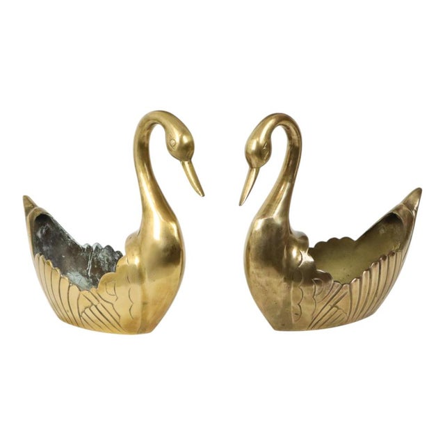 Vintage Swan Planters in Brass, Set of 2 For Sale - Image 3 of 15