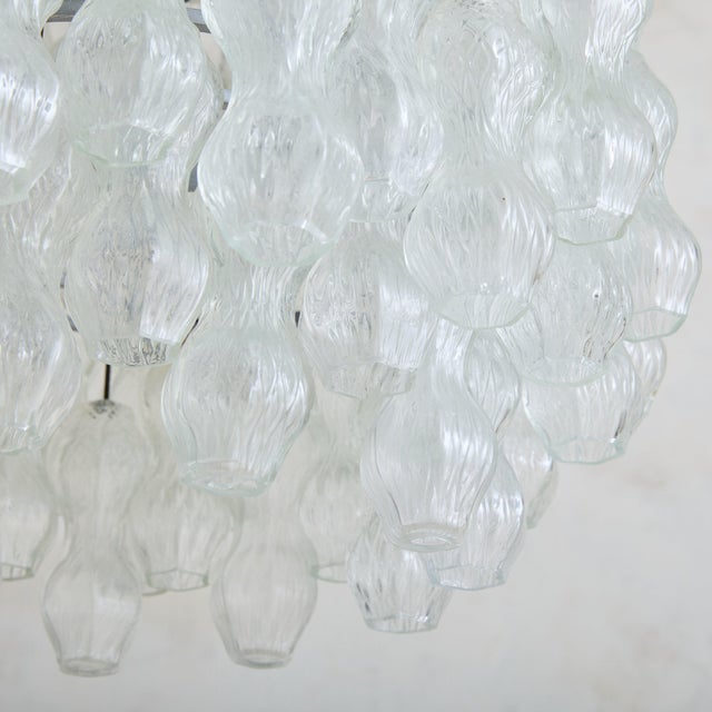 Metal Italian Tiered Murano Glass Chandelier Attributed to Archimede Seguso, 1950s For Sale - Image 7 of 11