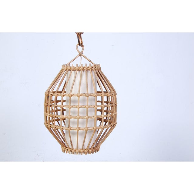 Wood Oval Mirror Set and Bamboo Chandelier attributed to Franco Albini, 1960s, Set of 2 For Sale - Image 7 of 18