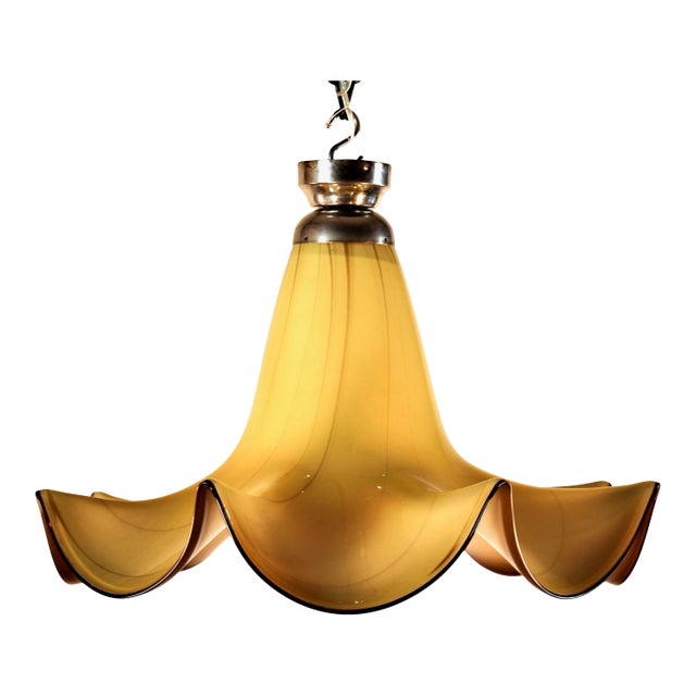 1950s Mid-Century Modern Seguso Murano Glass Bell Shaped Fixture For Sale