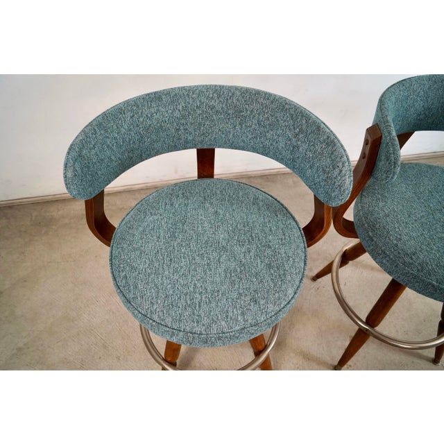 Teal 1960’s Mid-Century Modern Bentwood Counter Stools - A Pair For Sale - Image 8 of 12