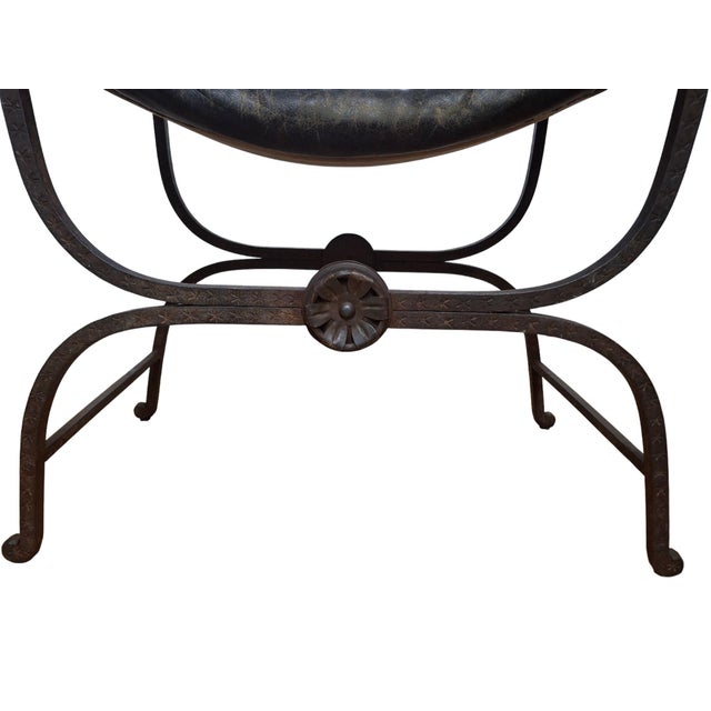 Late 19th Century 19th C. Iron & Brass X-Frame Curule Bench For Sale - Image 5 of 11