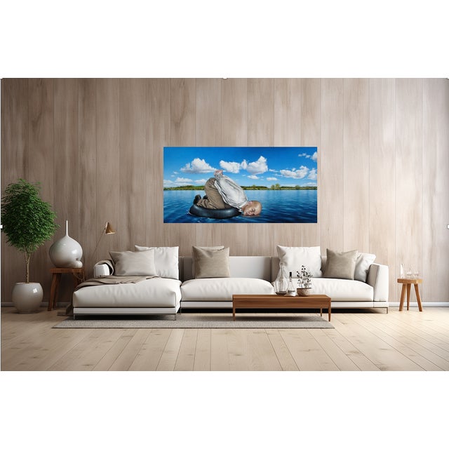 "Fish Whisper" by Jorge Santos, Original Painting, Acrylic on Canvas, 72" X 36" 2006 For Sale In Los Angeles - Image 6 of 15