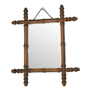 Antique French Provincial Faux Bamboo Wood Mirror