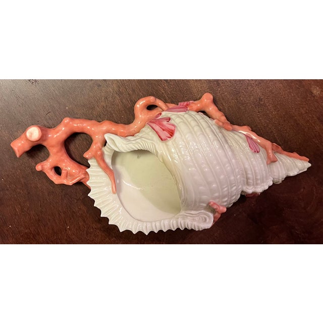 Royal Worcester Antique 19th Century Royal Worcester Porcelain Conch Sea Shell & Coral Wall Pocket Vase For Sale - Image 4 of 12