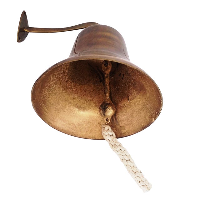 Metal Vintage 1970s Solid Brass Us Navy Ship Bell For Sale - Image 7 of 8