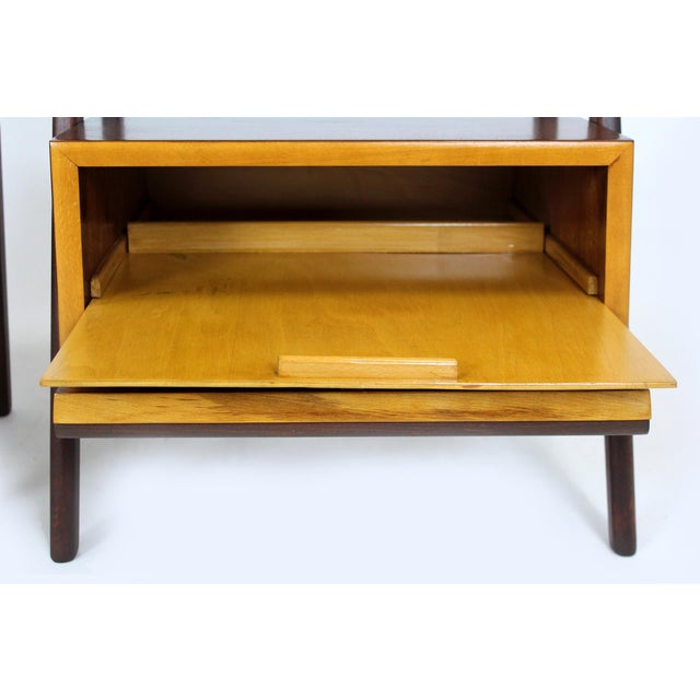 Black Mid-Century Modern Czech Mahogany Nightstands and Low Cabinet from Jitona, 1960s, Set of 3 For Sale - Image 8 of 18