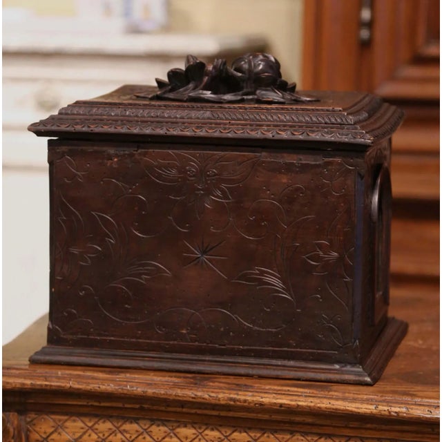 19th Century French Black Forest Walnut Cave À Liqueur With Gilt Crystal Service For Sale - Image 10 of 11