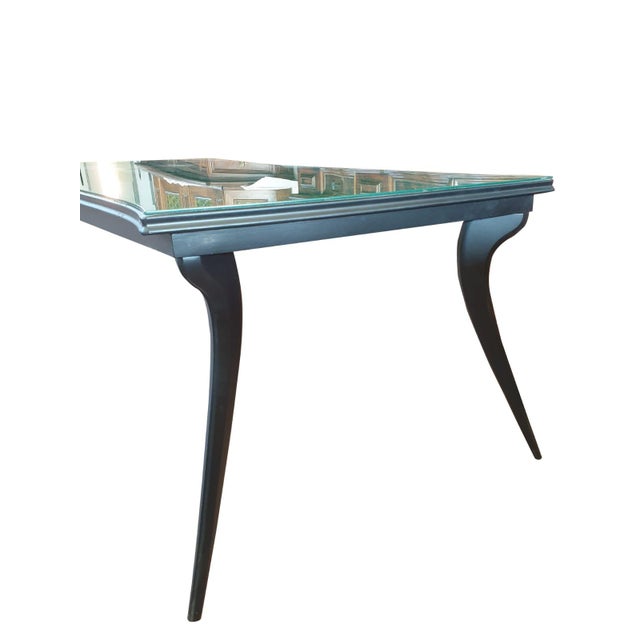 Vintage Table with Green Faux-Marble Glass Top and Curved Legs, 1950s For Sale - Image 10 of 11