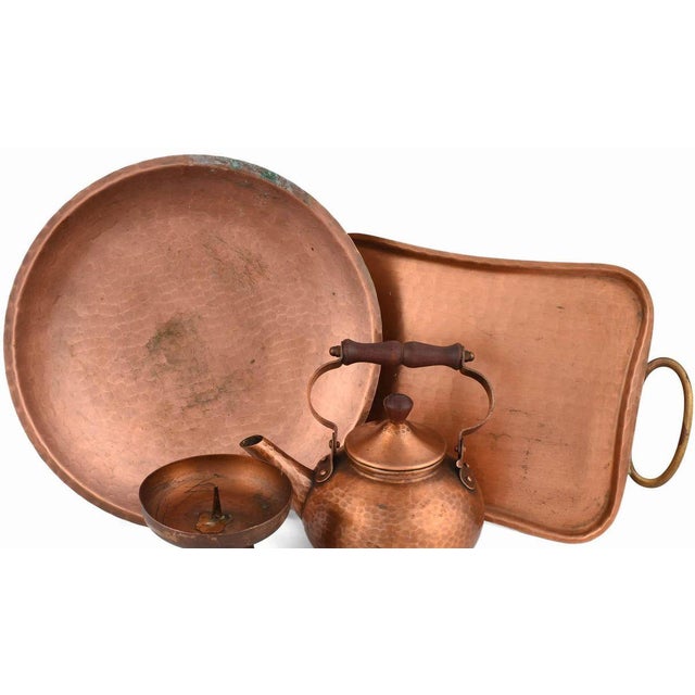 Eugen Zint copper set is an original group of objects realized in the 1950s. Original copper objects, the set includes: a...