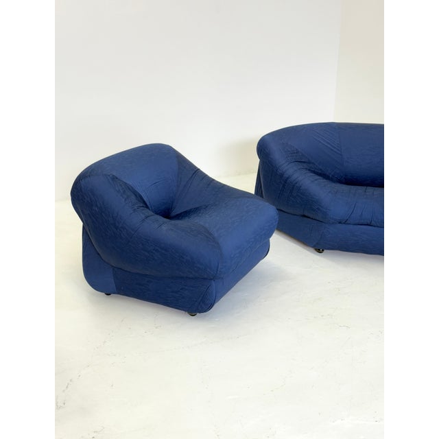 Textile Space Age Blauwe Armchairs by Airborne, 1970s For Sale - Image 7 of 13
