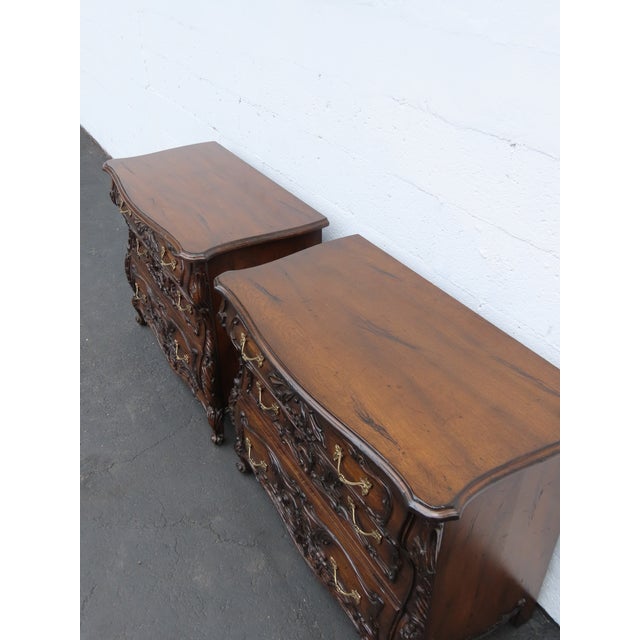 French Heavy Carved Large Nightstands Commodes Small Dressers Chests a Pair 6459 For Sale - Image 12 of 18