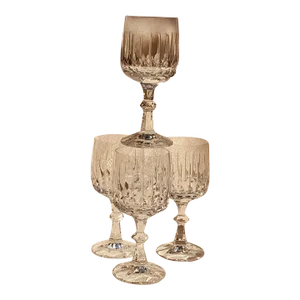 Set of Four Mid-Century French Crystal Wine Glasses - Modernist Design With Traditional Influences