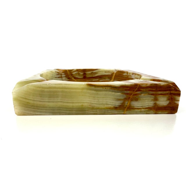 1960s Vintage Banded Onyx Stone Square Ashtray Catchall For Sale - Image 5 of 9