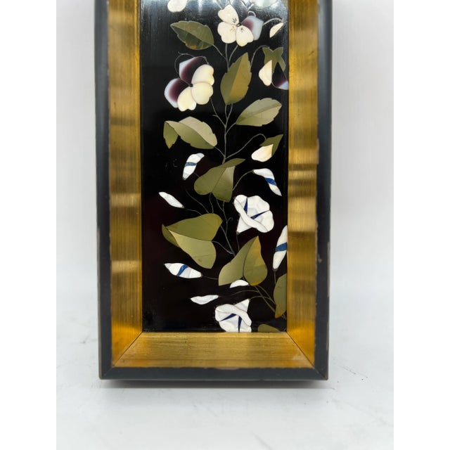 Italian 19th Century, Italian Pietra Dura Floral Stone Inlaid Framed Panel For Sale - Image 3 of 6