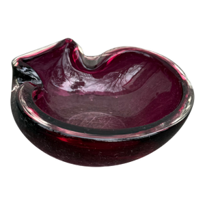 Murano Ashtray Bowl Cranberry Pink Red Glass Italy 4 3/4”