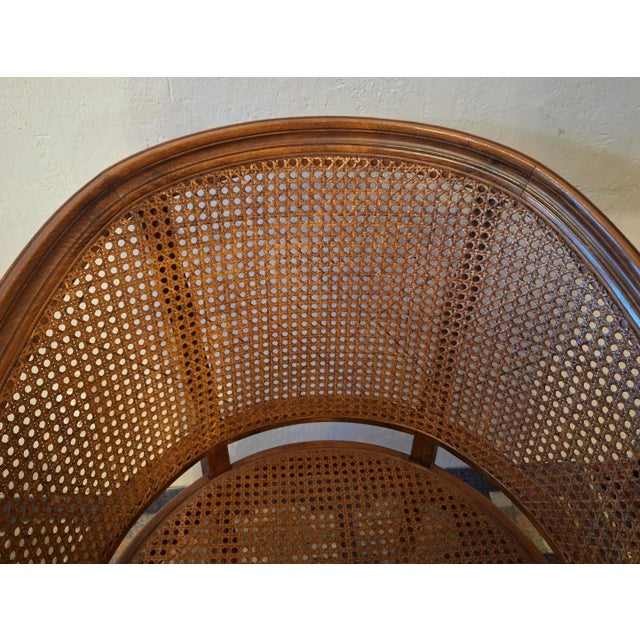 Early 20th Century Louis XV Half-Moon Rattan and Hardwood Armchair For Sale - Image 5 of 16