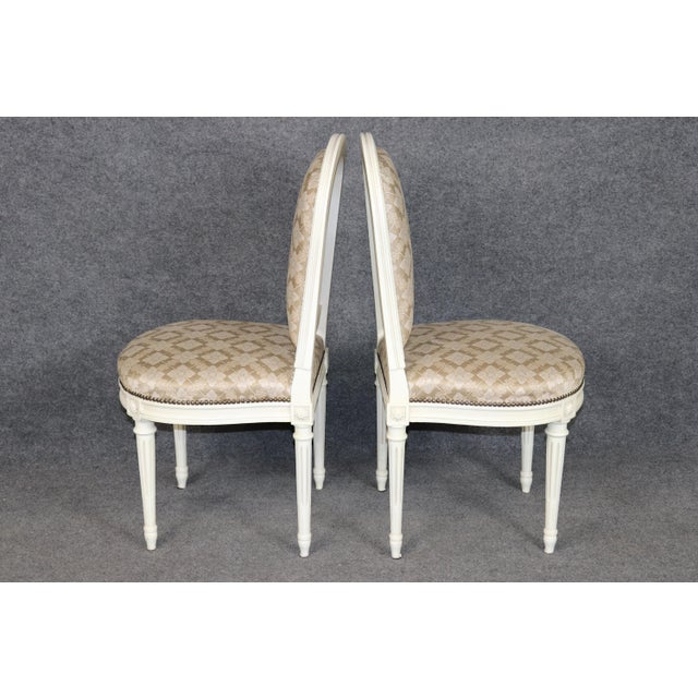 Set 12 1960's Louis XVI Style French Painted Dining Chairs Manner of Jansen For Sale In Philadelphia - Image 6 of 15