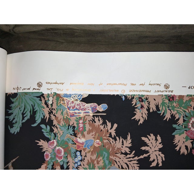Chinoiserie Vintage 1985 Brunschwig & Fils "Beauport Promenade" Onyx Chinoiserie Toile Fabric / Wallpaper For Sale - Image 3 of 5