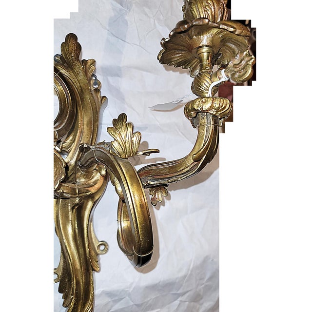 Bronze Mid 19th Century French Gilt Bronze Rococo Gas Light Sconce For Sale - Image 8 of 13