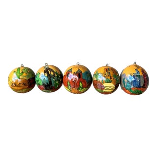 Set of 5 Late 20th-Century Hand-Painted Gourd Hanging Ornaments, New Mexico For Sale
