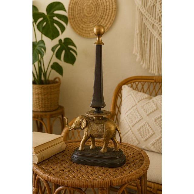 Vintage Brass Elephant Sculpture | 20.5" Hollywood Regency, Safari Luxe, Colonial Revival Decor This vintage brass...