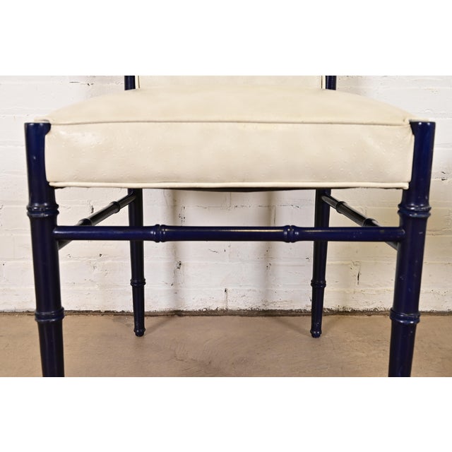 Black Baker Furniture Style Mid-Century Hollywood Regency Ebonized Faux Bamboo Side Chairs or Dining Chairs, Pair For Sale - Image 8 of 12