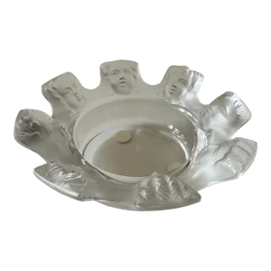 1990s Lalique French Art Deco Crystal Trinket Tray