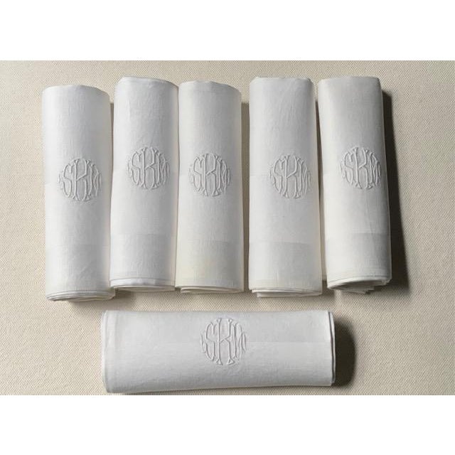Antique French Linen Dinner Napkins, Monogrammed, Set of 6 | C. 1900s For Sale - Image 16 of 18