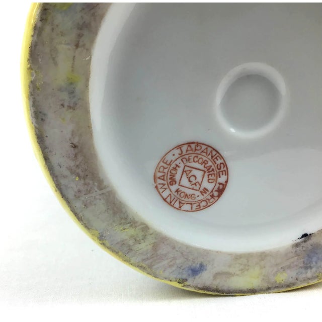 Vintage Chinese Porcelain Yellow & Blue Vase For Sale - Image 10 of 11