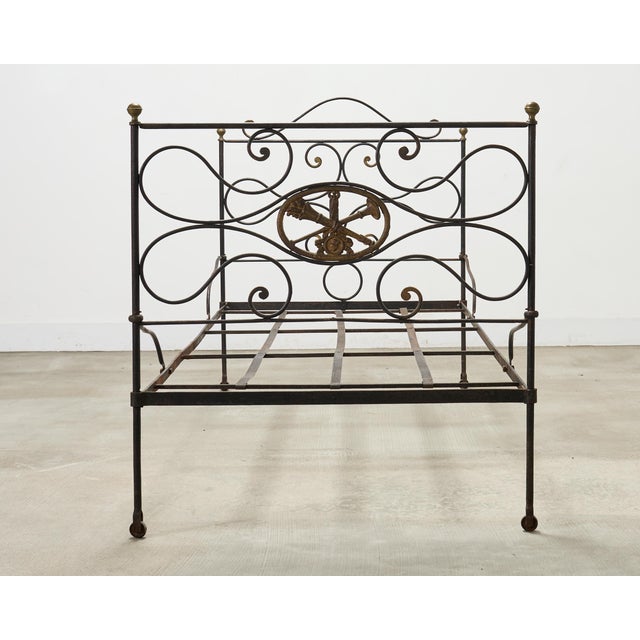 19th C. French Napoleon III Empire Wrought Iron Bronze Daybed For Sale In Sacramento - Image 6 of 16